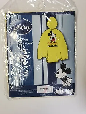 Disney Adult Poncho Minnie Mouse Florida Rain Waterproof Vinyl Yellow One Size • $9.99