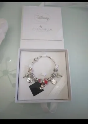 Disney Sterling Silver Chamilia Bracelet In Disney Box With 13 Disney... • £150