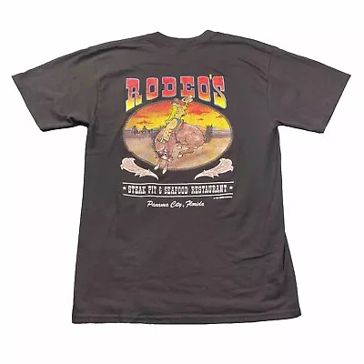 VTG Jerzees Rodeo’s 90’s Steak Pit Panama City Florida  Black T Shirt Size M • $18.88