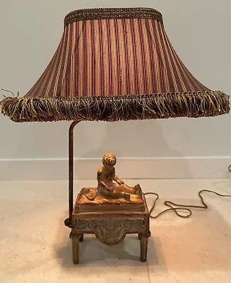$275 • Buy Rare, Beautiful Vintage Frederick Cooper Child & Cat Figurine Accent Table Lamp