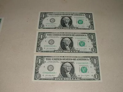 3 New 2021 Consecutive Number Star Notes $1 Dollar Bill (cleveland D) Note • $0.99