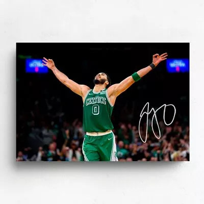 $149 • Buy Jayson Tatum Celtics Signed Canvas Print Curry Jordan Basketball Memorabilia
