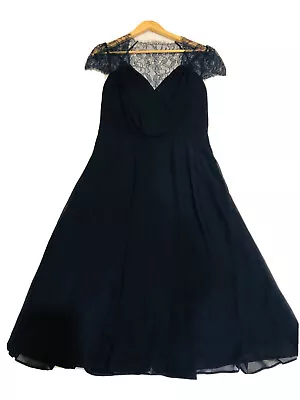 $25.99 • Buy Asos Ladies Navy Blue Lace Insert Midi Formal Dress Size Uk 12