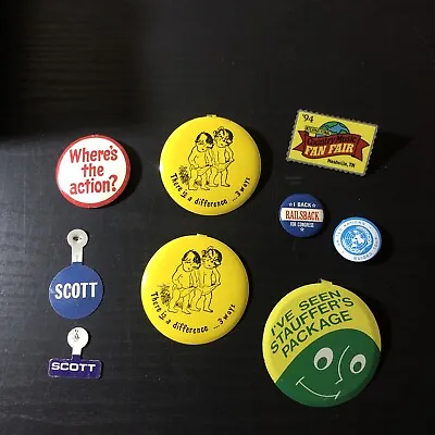 Old Pin Buttons Vintage Lot (Stauffers United Nations Tour Political Music) • $4