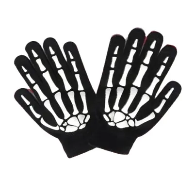 Adult Skeleton Gloves Bones Costume Fingers Hands Goth Biker Halloween Costume • $19.68