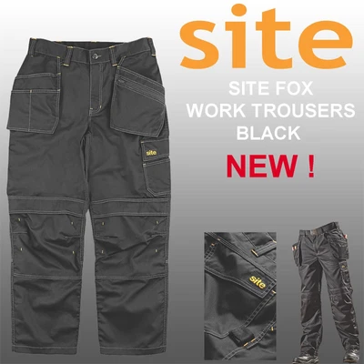 £27.99 • Buy SITE FOX WORK TROUSERS, BLACK, Various Waist Sizes, 65 % Polyester / 35 % Cotton