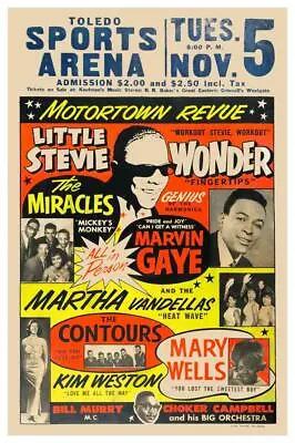 Stevie Wonder - POSTER - Live Motown R&B CONCERT Marvin Gaye Miracles Mary Wells • $26.89