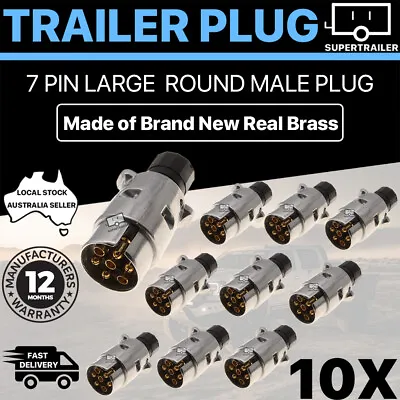 10 Aluminium Trailer Plug 7 Pin Round Metal MALE ADAPTER CONNECTOR TRUCK CARAVAN • $39.95