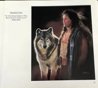 MAIJA ART PRINT  DISTANT EYES  Native American Wolf -SOUTHWEST ART  8x7 • $8.50