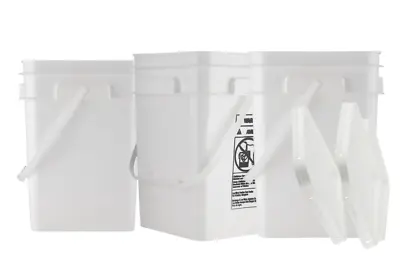 4 Gallon Square Food Grade Bucket Pail With Lids- 3 Pack • $39