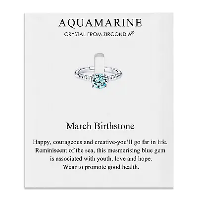 £7.99 • Buy March (Aquamarine) Adjustable Birthstone Ring Created With Zircondia® Crystals