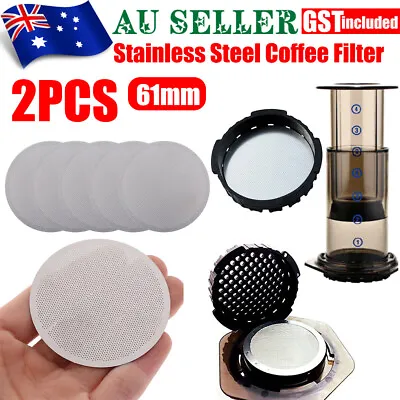 2x 61mm Metal Stainless Steel Fine Coffee Filter Mesh Compatible With AeroPress • $7.40