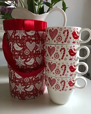 £16.97 • Buy Festive Drinking Mugs Tea Coffee Stackable Chunky  X 4 Boxed Brand New Aynsley