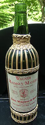 Wagner Malmsey Madeira Wine Bottle(empty) Wicker Wrapped. Madeira Portugal • $11.99