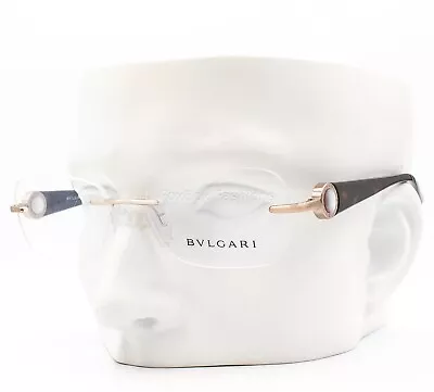 Bvlgari 2144-H 266 Rimless Eyeglasses Glasses Pale Gold / Brown Tortoise 52mm • $225