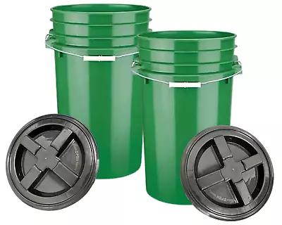 7 Gallon Food Grade Green BPA Free Bucket Pail With Screw On Lids(Pack Of 2) • $67.17