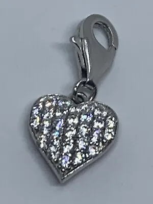 $0.99 • Buy Vintage Solid 925 Sterling Silver Red Enamel CZ Heart Charm 2.5cm 1.93g