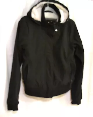 £8.18 • Buy Hollister Jacket Womens  Black With Fleece Lined Hooded Coat  - Sz Small
