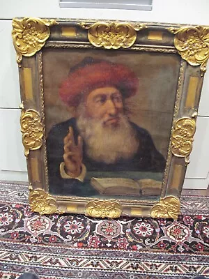 Magnificent Signed Antique Original Oil Painting Of European Rabbi. Rare Find!!! • $1295