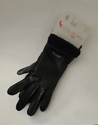 New! Koolaburra By UGG Black Leather Gloves W/ Faux Fur Cuffs Womens Large • $24.99