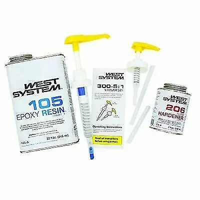 $104.33 • Buy West System Epoxy Kit 105A Resin 206A Hardener 300 Pump Set 