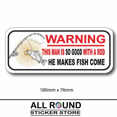 $4.95 • Buy Funny Fishing Sticker Warning  Sticker Decal For Car , Boat Car 4x4 Rv Campervan