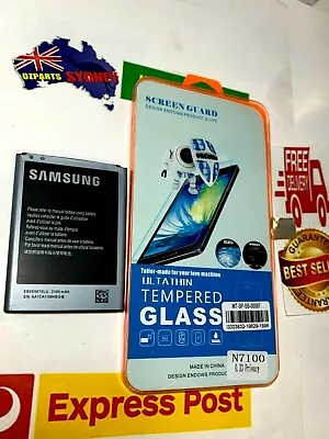 SAMSUNG GALAXY Note 2 N7100 Li-ion BATTERY EB595675LU Free Tempered Glass Protec • $18.60