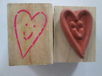 LOVE / HEARTS / ROMANCE / VALENTINES Wooden Rubber Stamps Text Card Making • £1