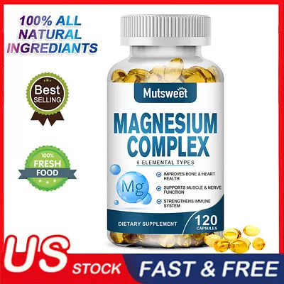 High Absorption Magnesium Citrate Taurate Oxide COMPLEX Supplement 120 Capsules • $13.98