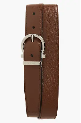 NWT Ferragamo Men's Reversible Gancio Leather Belt Nero/Radica Retail $495 • $316