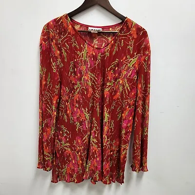 Liz & Me X Catherines Long Sleeve Accordian Pleated Blouse 2X Multicolor Floral • $26.97