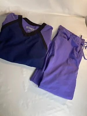 Grey’s Anatomy By Barco Purple Scrub Top Pants Set Medium  • $23.99