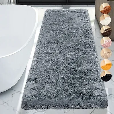 Extra Long Non Slip Shaggy Bath Mat Bathroom Rugs Super Soft Washable Floor Mats • £10.55