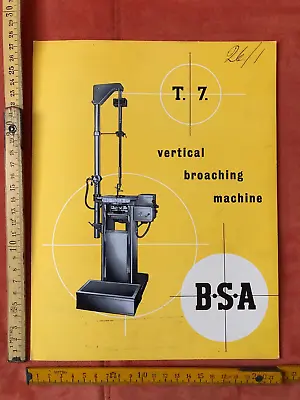 £39.03 • Buy 1956 BSA Tools Ltd Birmingham Brochures Model T 7 Vertical Broaching Machine