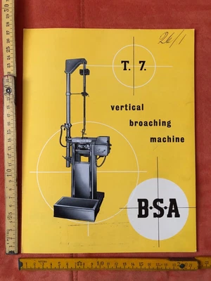 £39.03 • Buy 1956 BSA Tools Ltd Birmingham Brochures Model T 7 Vertical Broaching Machine