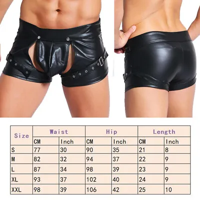 Men PU Leather Biker Casual Trousers Long Pants /Shorts Trunks Costume Role Play • $16.19