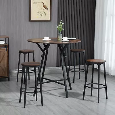 5-Piece Bar Table And Chairs Set Space Saving Dining Table With 4 Stools • $155.99