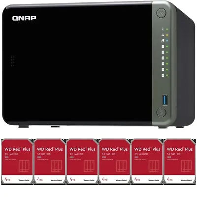 QNAP TS-653D 6-Bay 8GB RAM 24TB (6x4TB) Western Digital NAS Drives • $1609.01