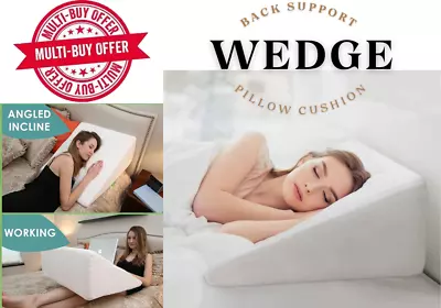 Bed Wedge Pillow Cushion Back Support With Premium Foam – Helps With Acid Reflux • £16.99