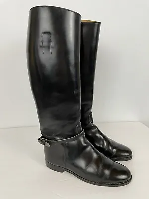 Vintage Marlborough Black Leather Riding Boots Equestrian 5.5 C  Made In England • $125