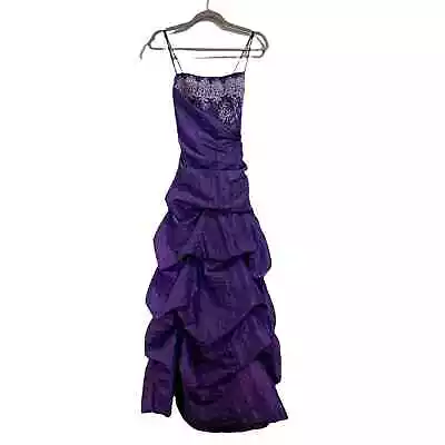 Masquerade Purple Embroidered Maxi Gown Sz 5 • $50