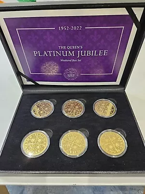 Queens Platinum Jubilee Commemorative Gold Plated Coin Set  • £10