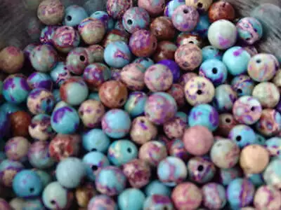 Semi Precious 6mm Imperial Jasper Multi Toned Beads.  'Highland Skies' • £2.79