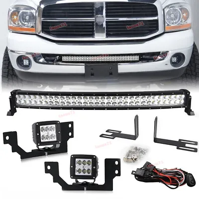 FIT 03-09 Dodge Ram 2500/3500 32  Curved LED Bar+Cube Fog Light Front Bumper Kit • $115.99