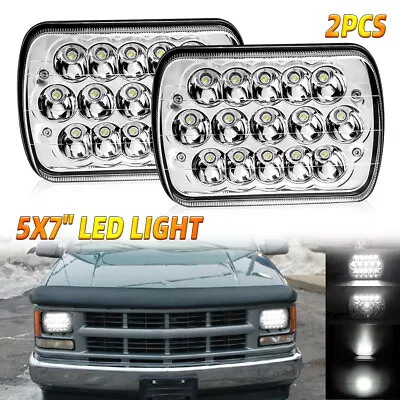 Pair 7x6  LED Headlights For Chevy C1500 C2500 C3500 K1500 K2500 K3500 1988-1999 • $36.66