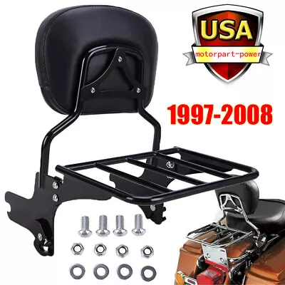 $95.74 • Buy For 97-08 Harley Electra Road Glide Detachable Backrest Sissy Bar Luggage Rack