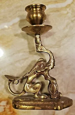 $49.99 • Buy Vintage Solid Brass Winged Dragon Griffin/gryphon Candlestick/candle Holder