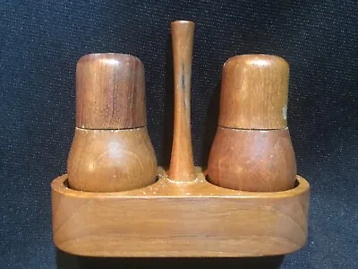 Vintage 1960s Danish Modern Style Teak Salt & Pepper Shakers Mid Century Modern • $19.99