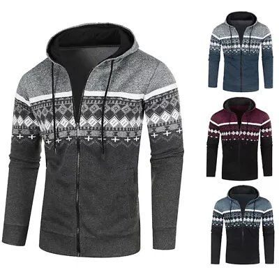 Mens  Warm Fleece Lined Hooded Hoodie Winter Zip Up Coat-Jacket Sweatshirt • £11.35