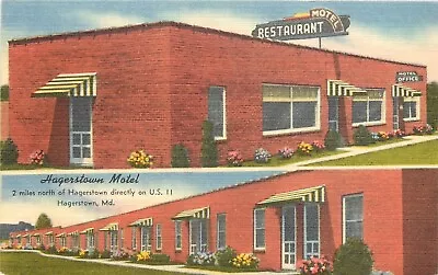 Postcard 1940s Hagerstown Motel Occupation Linen Roadside MD24-2208 • $9.74